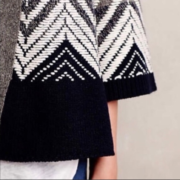 Anthropologie by Moth Chevron Stitch Kimono Sleeve Open Front Cardigan size S - Picture 5 of 12